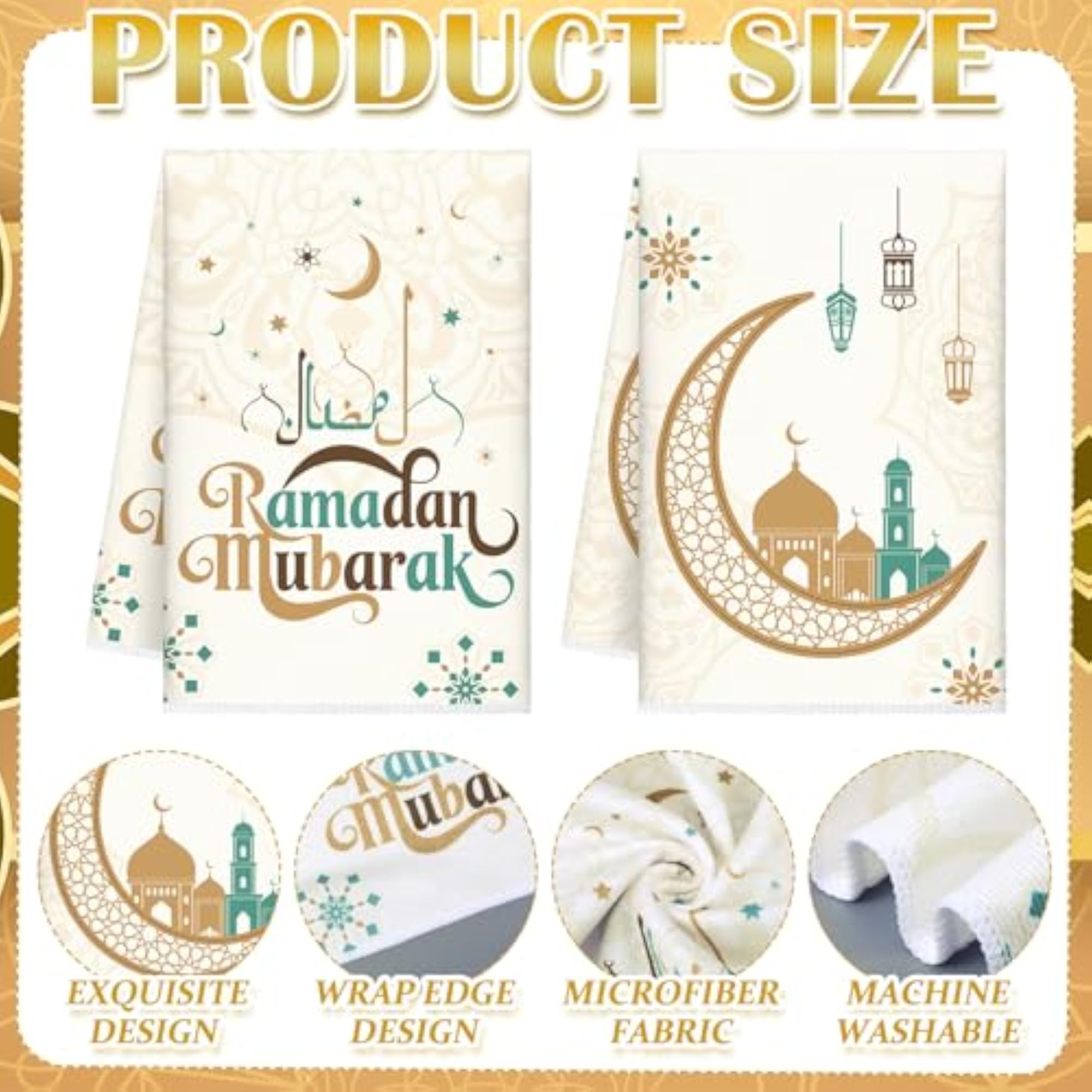 6 Pcs Ramadan Hand Towels Eid Mubarak Dish Towels